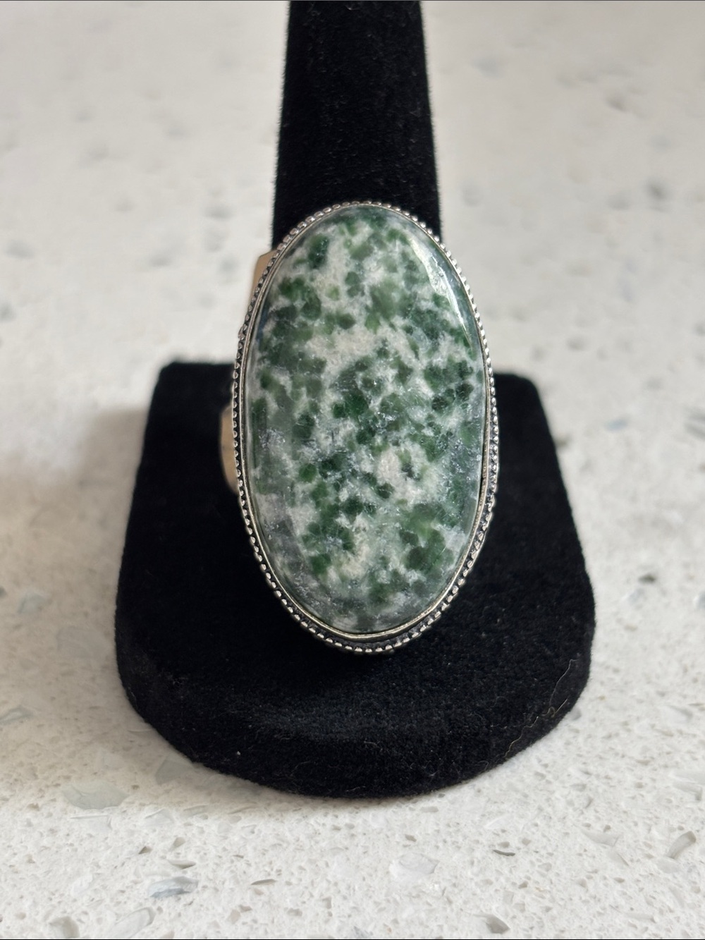 Antique Design Moss Agate Gemstone Ring Size-9